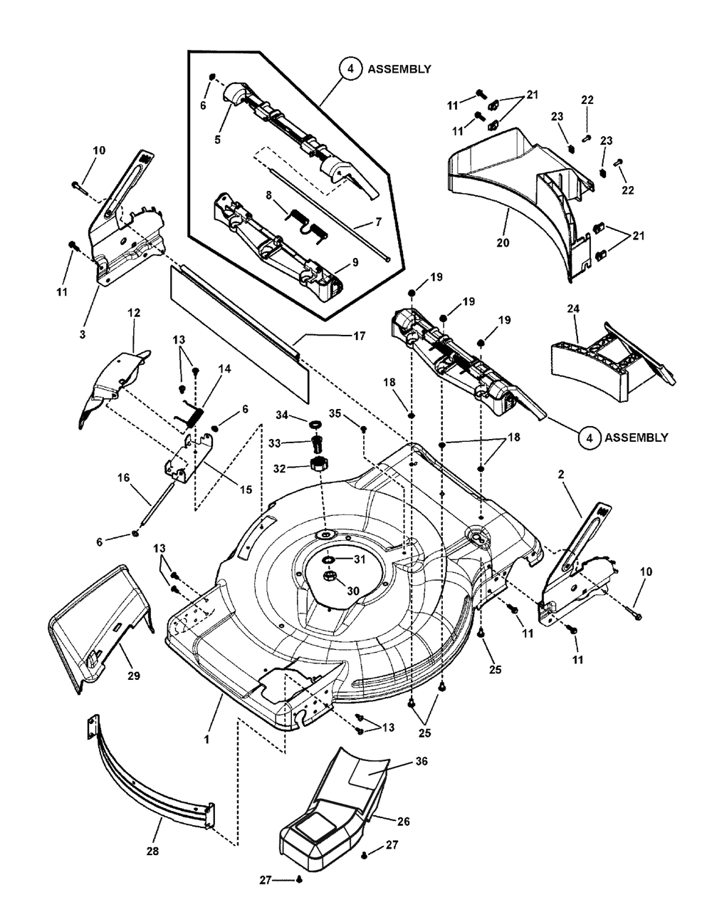 Deck Group Diagram and Parts List for 7800802-BTXP22675HW 2011 Briggs and Stratton Lawn Mower
